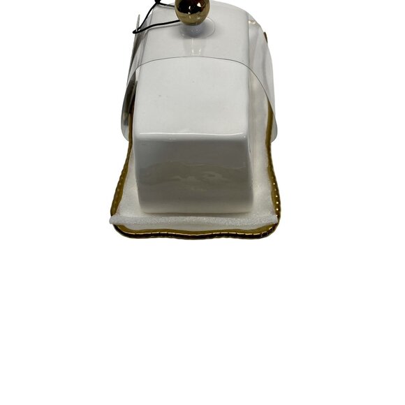 Bombay Ceramic Butter Dish With Gold Trim & Knob Elegant Holy Table Decor - Picture 3 of 5